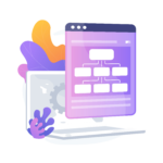 Web hosting service. Information chains and content management. Networking, connection, synchronization. Internet server, data storage. Vector isolated concept metaphor illustration